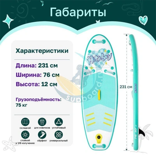 Детская сап доска Hitabay kids 7.6 mint