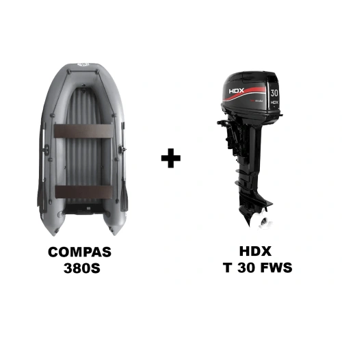 Лодка ПВХ COMPAS 380S + 2х-тактный лодочный мотор HDX T 30 FWS 2584077