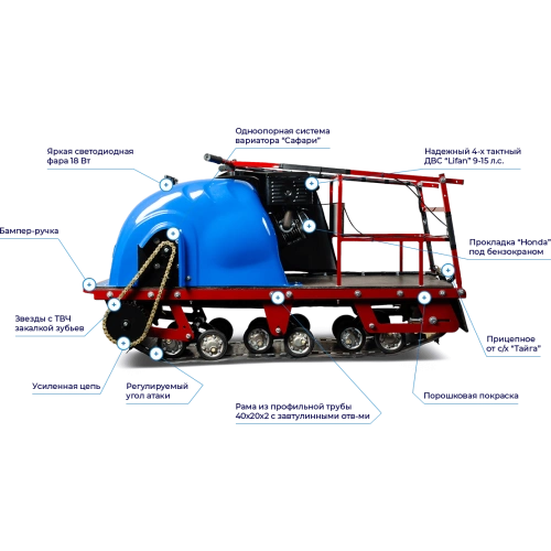 Мотобуксировщик MOTODOG 500 Mini 13 л.с.