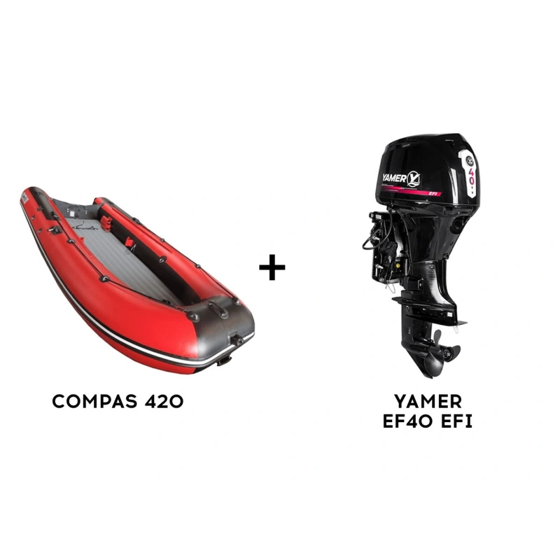 Лодка ПВХ COMPAS 420 + 4х-тактный лодочный мотор YAMER EF40 EFI 2583676