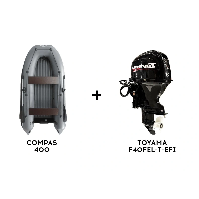 Лодка ПВХ COMPAS 400 + 4х-тактный лодочный мотор TOYAMA F40FEL-T-EFI