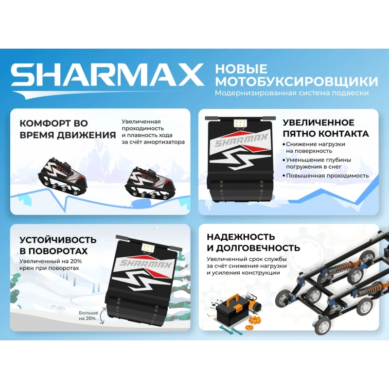 Мотобуксировщик SHARMAX S500 1450 HP20 Enduro