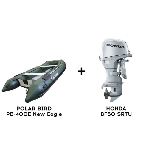 Лодка ПВХ POLAR BIRD PB-400E New Eagle (Орлан) + 4х-тактный лодочный мотор HONDA BF50 SRTU