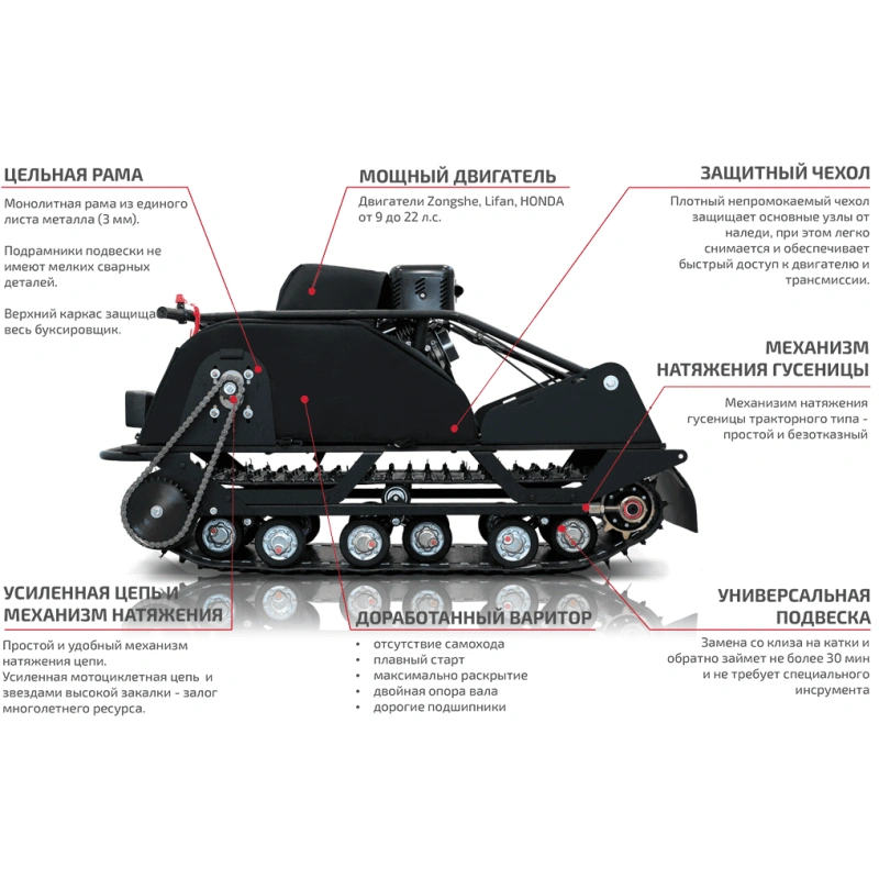 Мотобуксировщик НОРКА 500 Compact 11 л.с.